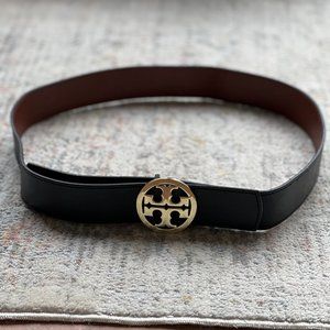 Tory Burch Reversible Logo Leather Belt Black/Brown Size Medium